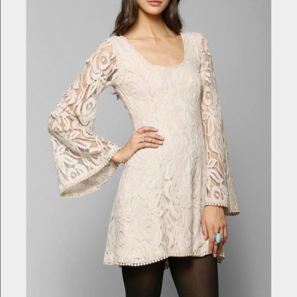Urban Outfitters White Lace Bellseeve dress